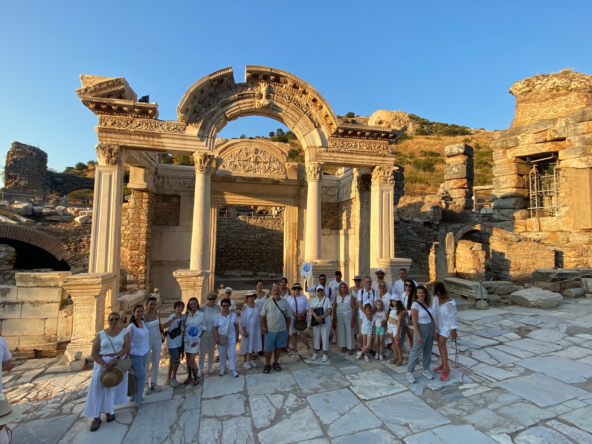 Guests at the Temple of Hadrian, Ephesus