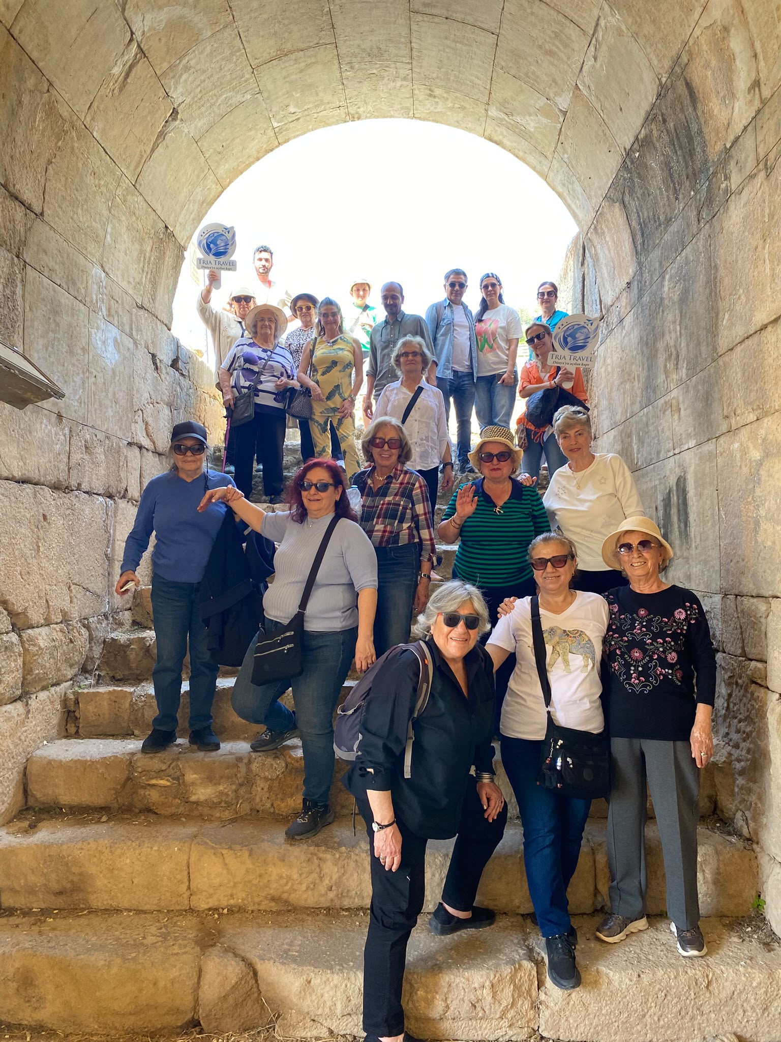 Group in an ancient vault